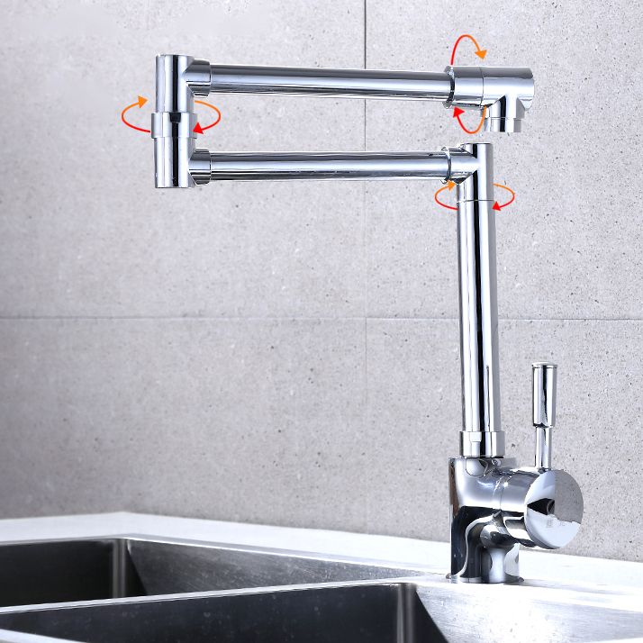 Modern Faucet 1-Handle 1-Hole Brass Single Level Low Profile Pot Filler Kitchen Faucet Clearhalo 'Home Improvement' 'home_improvement' 'home_improvement_kitchen_faucets' 'Kitchen Faucets' 'Kitchen Remodel & Kitchen Fixtures' 'Kitchen Sinks & Faucet Components' 'kitchen_faucets' 1200x1200_be0189fa-0b3f-42f0-8146-c1cd194220e5