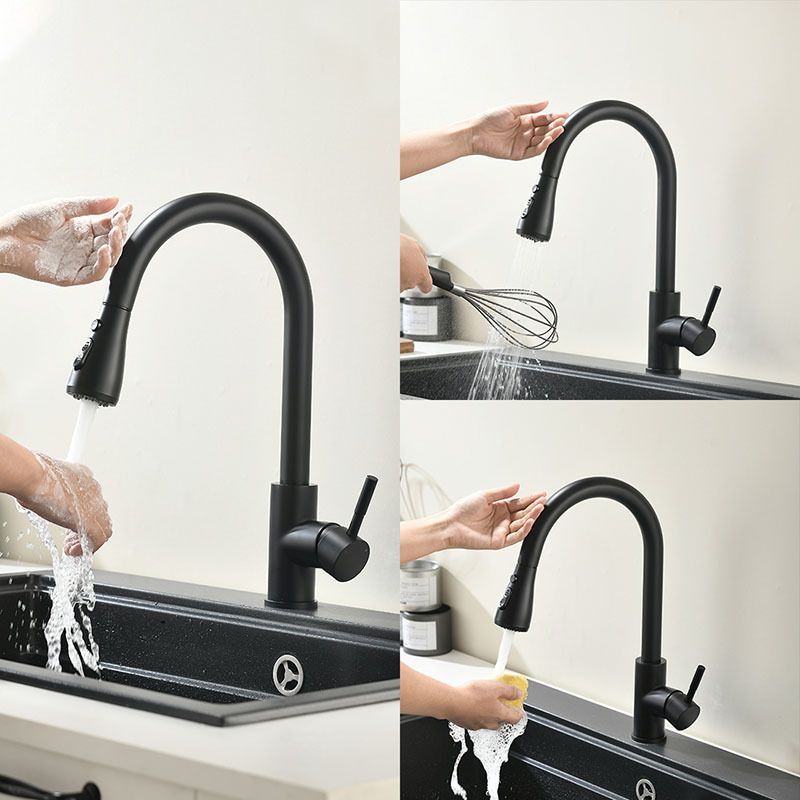 Modern Kitchen Faucet Stainless Steel Single Handle High Arc Retractable Kitchen Faucet Clearhalo 'Home Improvement' 'home_improvement' 'home_improvement_kitchen_faucets' 'Kitchen Faucets' 'Kitchen Remodel & Kitchen Fixtures' 'Kitchen Sinks & Faucet Components' 'kitchen_faucets' 1200x1200_be02a3c1-d6ee-4e5d-9483-7793d2572acc