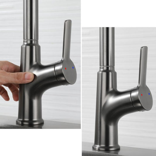 Contemporary Single Handle Kitchen Faucet Pull-down Desk-mounted Faucet Clearhalo 'Home Improvement' 'home_improvement' 'home_improvement_kitchen_faucets' 'Kitchen Faucets' 'Kitchen Remodel & Kitchen Fixtures' 'Kitchen Sinks & Faucet Components' 'kitchen_faucets' 1200x1200_be13a564-615a-447d-af0d-efab523061ae