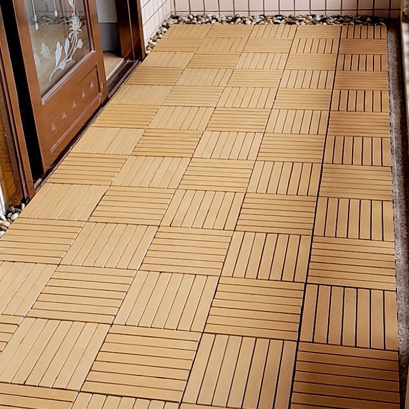 Yellow 6-Slat Square Wood Flooring Tiles Snap Fit Installation Floor Board Tiles Clearhalo 'Home Improvement' 'home_improvement' 'home_improvement_outdoor_deck_tiles_planks' 'Outdoor Deck Tiles & Planks' 'Outdoor Flooring & Tile' 'Outdoor Remodel' 'outdoor_deck_tiles_planks' 1200x1200_be1681b5-6fad-494d-9c7f-e0d6491946e6