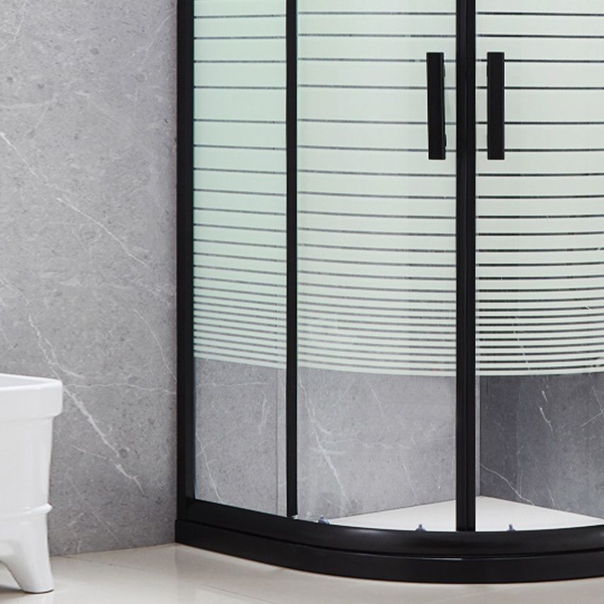 Tempered Glass Shower Enclosure Black Double Sliding Door Shower Kit Clearhalo 'Bathroom Remodel & Bathroom Fixtures' 'Home Improvement' 'home_improvement' 'home_improvement_shower_stalls_enclosures' 'Shower Stalls & Enclosures' 'shower_stalls_enclosures' 'Showers & Bathtubs' 1200x1200_be25d31f-2f96-4c5d-848e-3fe5d9fd6295