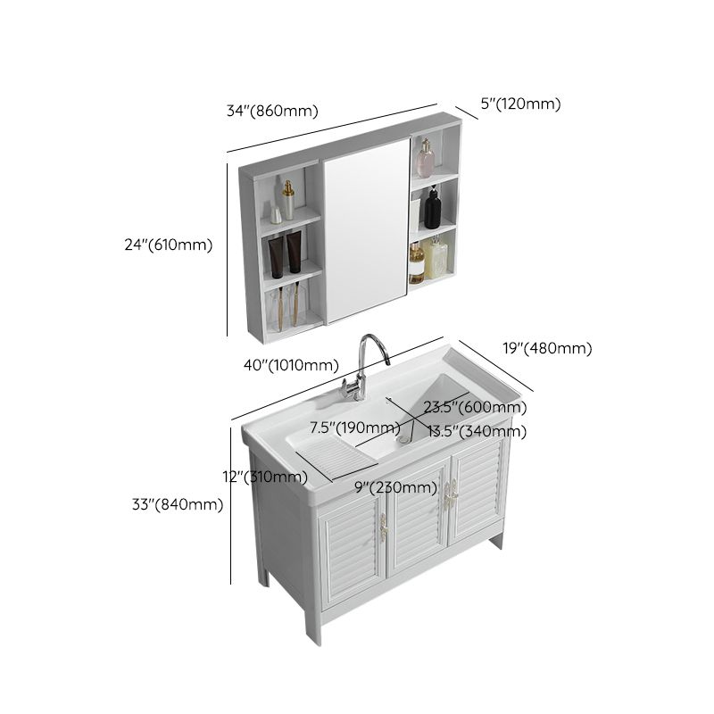 Metal Frame Vanity White Freestanding Rectangular Single Sink Glam Bath Vanity with Doors Clearhalo 'Bathroom Remodel & Bathroom Fixtures' 'Bathroom Vanities' 'bathroom_vanities' 'Home Improvement' 'home_improvement' 'home_improvement_bathroom_vanities' 1200x1200_be2cd30e-b2cd-4137-9b57-7f0f45aec1bb
