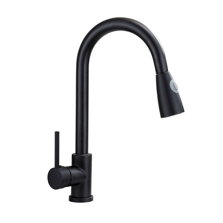 Modern Gooseneck Kitchen Bar Faucet Swivel Spout with Pull Down Sprayer Clearhalo 'Home Improvement' 'home_improvement' 'home_improvement_kitchen_faucets' 'Kitchen Faucets' 'Kitchen Remodel & Kitchen Fixtures' 'Kitchen Sinks & Faucet Components' 'kitchen_faucets' 1200x1200_be313395-7d25-4581-812e-d00f9444b771