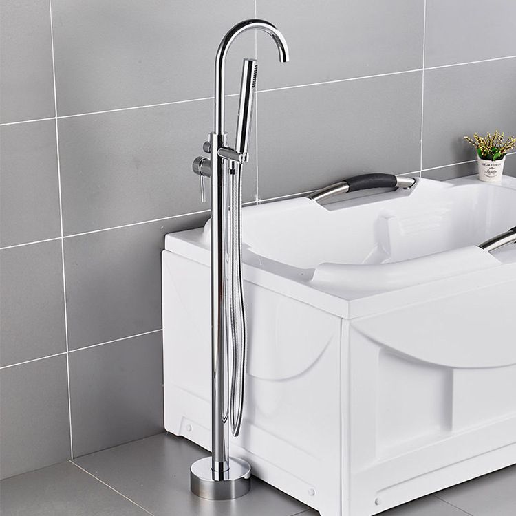 Floor Mounted Freestanding Tub Filler Single Handle Metal Freestanding Faucet Clearhalo 'Bathroom Remodel & Bathroom Fixtures' 'Bathtub Faucets' 'bathtub_faucets' 'Home Improvement' 'home_improvement' 'home_improvement_bathtub_faucets' 1200x1200_be3b3861-6d88-4b26-ae80-b02615a7b55d
