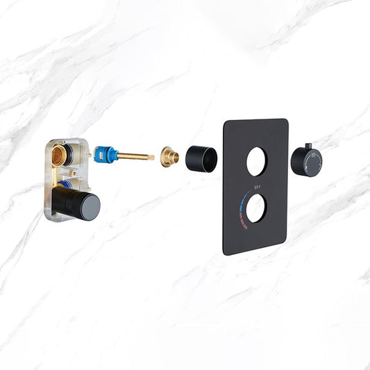 Modern Shower Set Brass Temperature Control Ceiling Mounted Shower System Clearhalo 'Bathroom Remodel & Bathroom Fixtures' 'Home Improvement' 'home_improvement' 'home_improvement_shower_faucets' 'Shower Faucets & Systems' 'shower_faucets' 'Showers & Bathtubs Plumbing' 'Showers & Bathtubs' 1200x1200_be43c1b7-2120-4c98-aab0-55221ba2f1f3