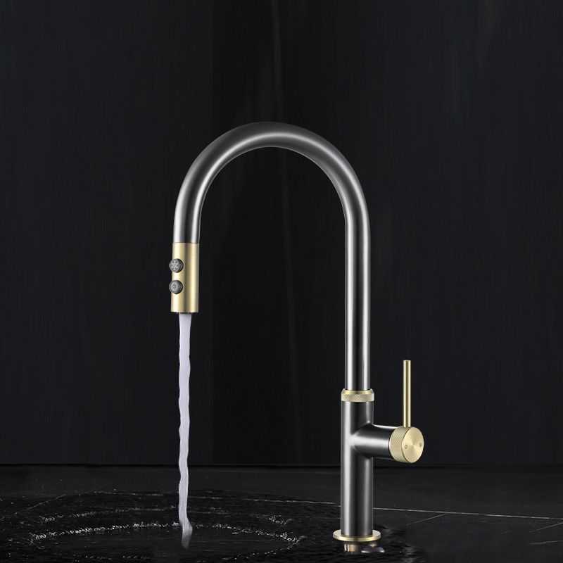 Touch Sensor Kitchen Faucet Swivel Spout with Pull Down Sprayer Clearhalo 'Home Improvement' 'home_improvement' 'home_improvement_kitchen_faucets' 'Kitchen Faucets' 'Kitchen Remodel & Kitchen Fixtures' 'Kitchen Sinks & Faucet Components' 'kitchen_faucets' 1200x1200_be461ce8-89c8-4546-98ac-26eaf0422039