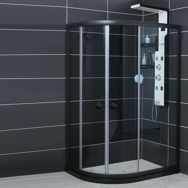 Semicircle Sliding Shower Enclosure Framed Shower Enclosure with Tempered Glass Clearhalo 'Bathroom Remodel & Bathroom Fixtures' 'Home Improvement' 'home_improvement' 'home_improvement_shower_stalls_enclosures' 'Shower Stalls & Enclosures' 'shower_stalls_enclosures' 'Showers & Bathtubs' 1200x1200_be488b65-33b8-4209-ae29-b3e9ae55f3ca