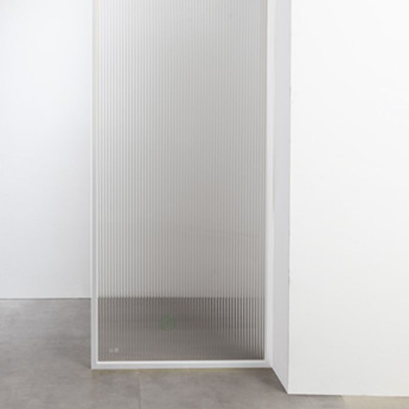 White Shower Door Frame Single Fixed Frosted Tempered Shower Bath Door Clearhalo 'Bathroom Remodel & Bathroom Fixtures' 'Home Improvement' 'home_improvement' 'home_improvement_shower_tub_doors' 'Shower and Tub Doors' 'shower_tub_doors' 'Showers & Bathtubs' 1200x1200_be6bf7e9-b7de-4f37-adce-7c57bb7df3ff