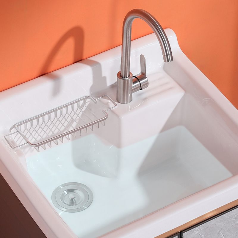 2 Doors Bathroom Vanity Freestanding Grey Rectangular Single Sink Metal Frame Bath Vanity Clearhalo 'Bathroom Remodel & Bathroom Fixtures' 'Bathroom Vanities' 'bathroom_vanities' 'Home Improvement' 'home_improvement' 'home_improvement_bathroom_vanities' 1200x1200_be893060-b80b-45cd-ba0c-6ec8f6ec9522