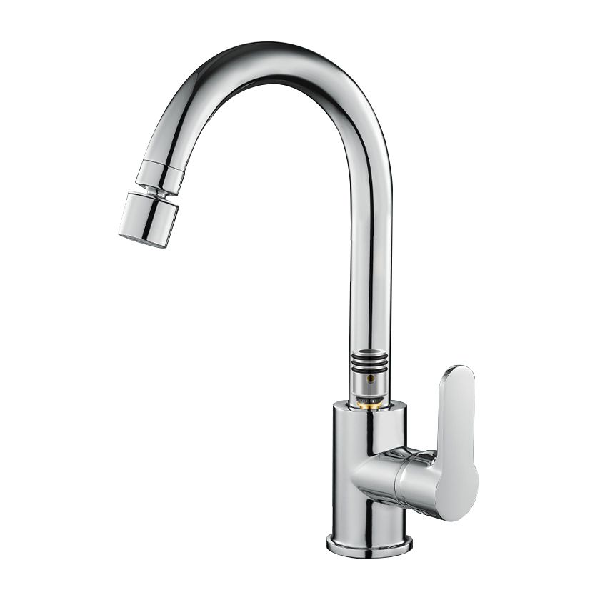 Modern Standard Bar Faucet Single Handle Kitchen Faucet in Silver Clearhalo 'Home Improvement' 'home_improvement' 'home_improvement_kitchen_faucets' 'Kitchen Faucets' 'Kitchen Remodel & Kitchen Fixtures' 'Kitchen Sinks & Faucet Components' 'kitchen_faucets' 1200x1200_be966ebc-9090-413e-9bef-d1f3d689cf02