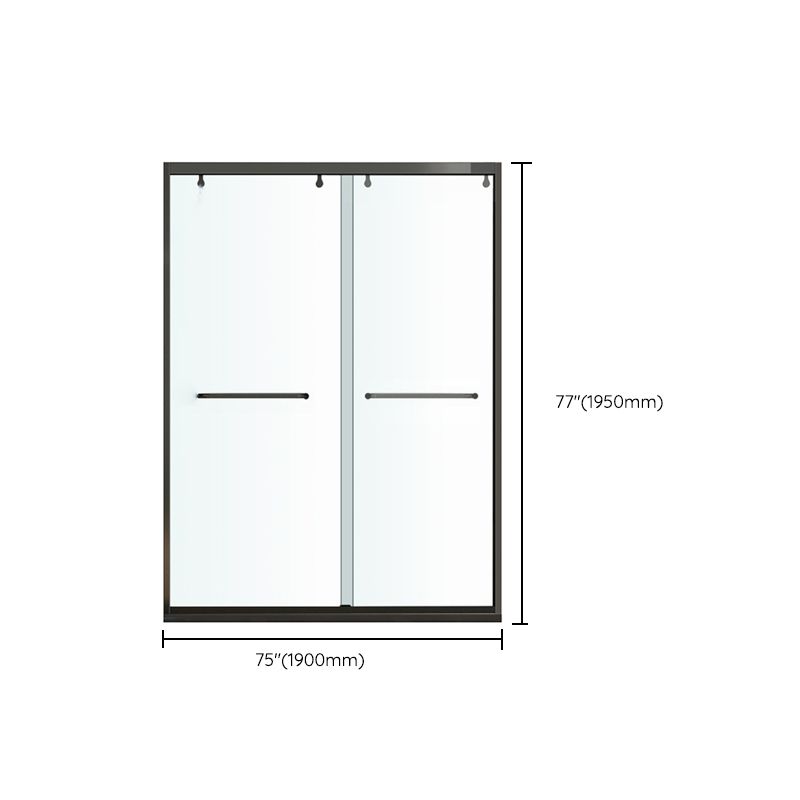 One-shaped Semi-frameless Double Sliding Shower Door, Bathroom Tempered Glass Door Clearhalo 'Bathroom Remodel & Bathroom Fixtures' 'Home Improvement' 'home_improvement' 'home_improvement_shower_tub_doors' 'Shower and Tub Doors' 'shower_tub_doors' 'Showers & Bathtubs' 1200x1200_be9bc299-1739-4507-b425-49decccd8e25