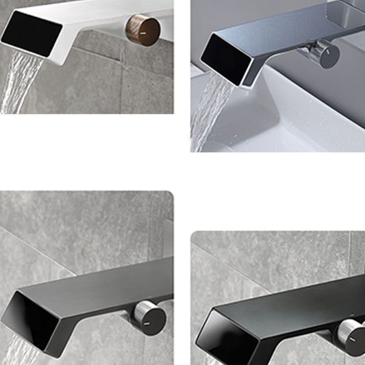 Modern Bathtub Faucet Wall-mounted Brass Rotary Handle Faucet Clearhalo 'Bathroom Remodel & Bathroom Fixtures' 'Bathtub Faucets' 'bathtub_faucets' 'Home Improvement' 'home_improvement' 'home_improvement_bathtub_faucets' 1200x1200_be9e1498-8122-486f-9fde-da1bcdc55290