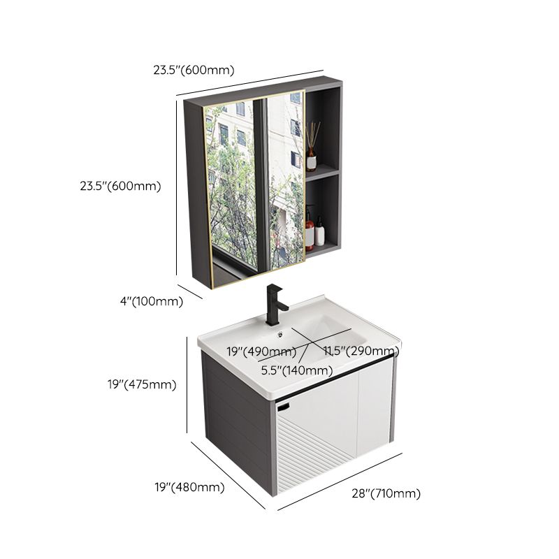 Modern Sink Vanity Set Wall Mounted Rectangular Sink Drawers Vanity Set Clearhalo 'Bathroom Remodel & Bathroom Fixtures' 'Bathroom Vanities' 'bathroom_vanities' 'Home Improvement' 'home_improvement' 'home_improvement_bathroom_vanities' 1200x1200_be9eaec4-a094-456f-b8a4-4e18c050de15