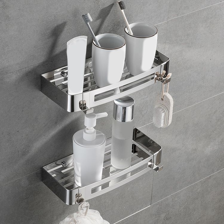 Contemporary 2/3-Piece Bathroom Accessory Set Geometric Bath Shelf in Stainless Steel Clearhalo 'Bathroom Hardware Sets' 'Bathroom Hardware' 'Bathroom Remodel & Bathroom Fixtures' 'bathroom_hardware_sets' 'Home Improvement' 'home_improvement' 'home_improvement_bathroom_hardware_sets' 1200x1200_be9f2ae9-54e6-476f-90f3-e9ba059ad786