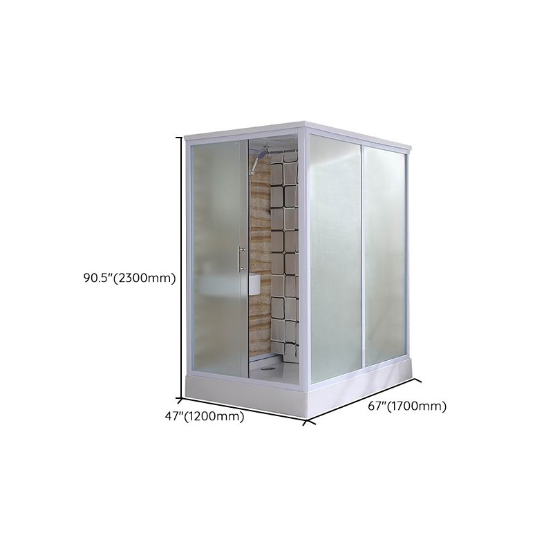Framed White Shower Kit Corner Rectangle Frosted Shower Stall Clearhalo 'Bathroom Remodel & Bathroom Fixtures' 'Home Improvement' 'home_improvement' 'home_improvement_shower_stalls_enclosures' 'Shower Stalls & Enclosures' 'shower_stalls_enclosures' 'Showers & Bathtubs' 1200x1200_beaf1e65-20a2-4184-9c85-d0b30d30f43e
