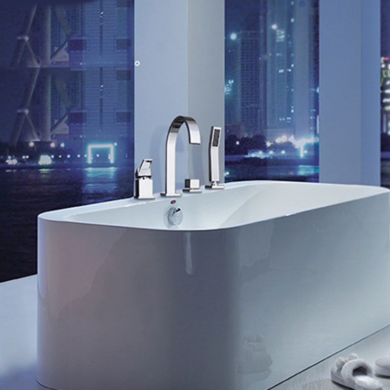 Contemporary Bathroom Faucet Deck Mounted Copper Low Arc Roman Tub Faucet Trim Clearhalo 'Bathroom Remodel & Bathroom Fixtures' 'Bathtub Faucets' 'bathtub_faucets' 'Home Improvement' 'home_improvement' 'home_improvement_bathtub_faucets' 1200x1200_beb3299c-823f-427a-9b5f-2e274749e57c