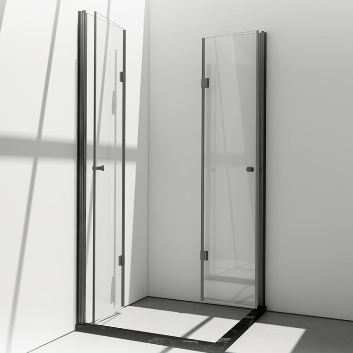 Semi Frameless Folding Shower Screen Clear Glass Shower Screen Clearhalo 'Bathroom Remodel & Bathroom Fixtures' 'Home Improvement' 'home_improvement' 'home_improvement_shower_tub_doors' 'Shower and Tub Doors' 'shower_tub_doors' 'Showers & Bathtubs' 1200x1200_beba3012-cb77-4e38-9c1a-0fb218995724