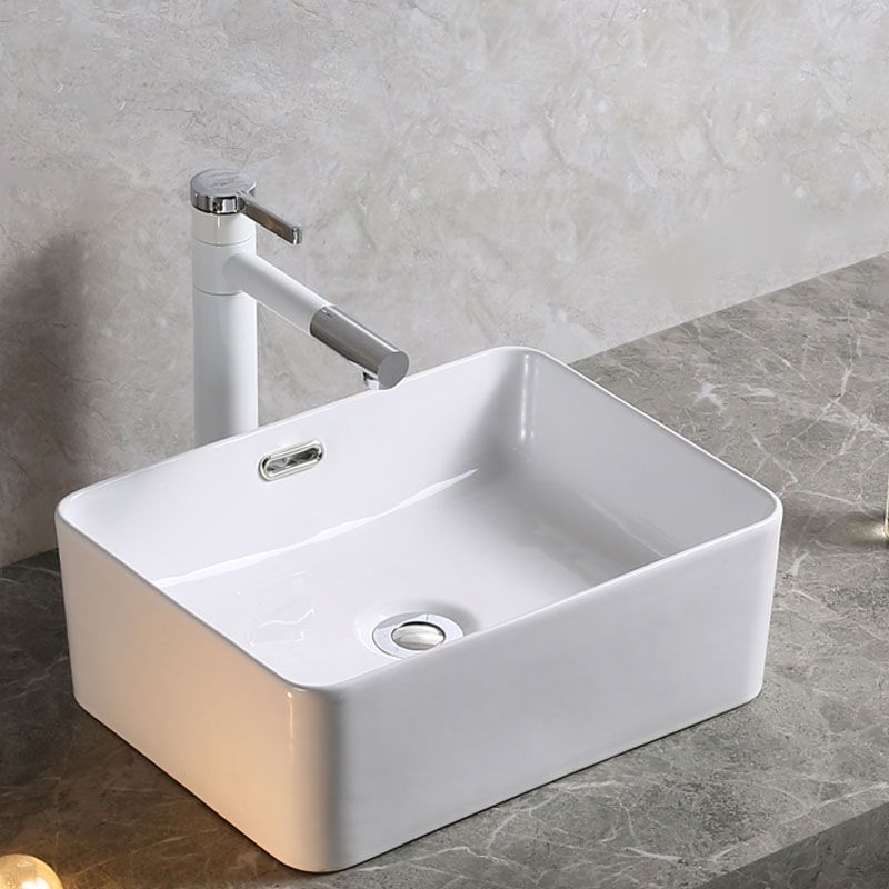 Modern Bathroom Sink Porcelain Rectangle Bathroom Sink in White(Not Including Faucet) Clearhalo 'Bathroom Remodel & Bathroom Fixtures' 'Bathroom Sinks & Faucet Components' 'Bathroom Sinks' 'bathroom_sink' 'Home Improvement' 'home_improvement' 'home_improvement_bathroom_sink' 1200x1200_bec4a397-4d15-47e9-be53-8798932eb308