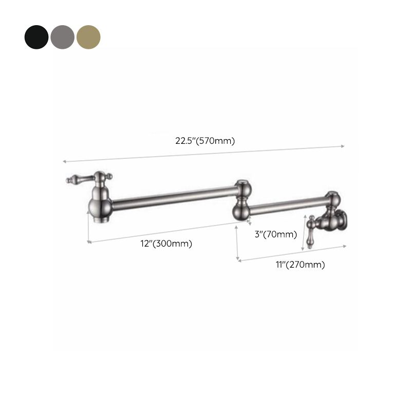 Contemporary Pull Down Wall Mounted Double Handles Pot Filler Low Profile Filler Clearhalo 'Home Improvement' 'home_improvement' 'home_improvement_kitchen_faucets' 'Kitchen Faucets' 'Kitchen Remodel & Kitchen Fixtures' 'Kitchen Sinks & Faucet Components' 'kitchen_faucets' 1200x1200_beccdc53-da18-4c7f-836b-e431f0719169