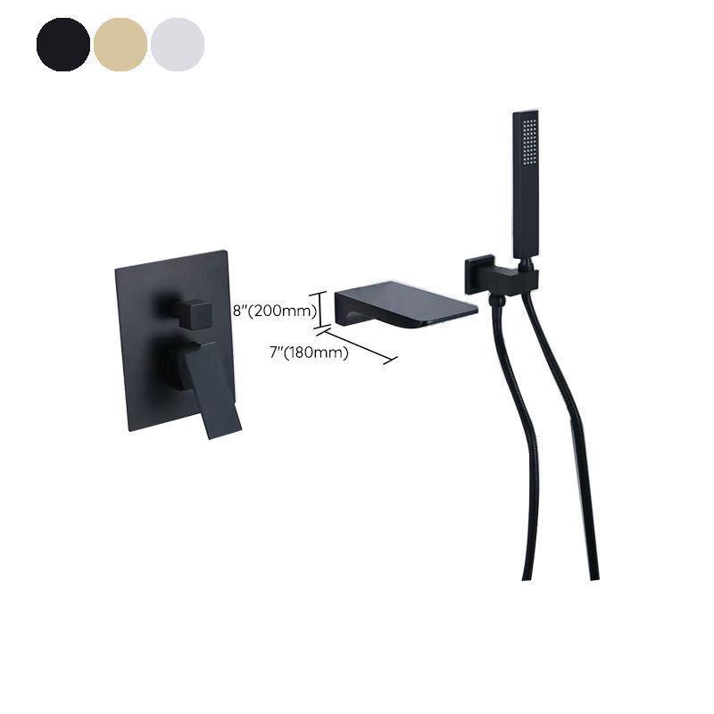 Modern Brass Faucet Swivel 1-Handle and 4-Hole Wall Mounted Tub Spout Trim Clearhalo 'Bathroom Remodel & Bathroom Fixtures' 'Bathtub Faucets' 'bathtub_faucets' 'Home Improvement' 'home_improvement' 'home_improvement_bathtub_faucets' 1200x1200_beeea012-208c-40b9-bd53-54ee8a26bd5b