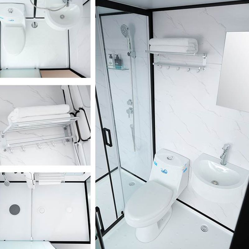 Single Sliding Rectangle Shower Kit White Frosted Shower Stall with Shower Tray Clearhalo 'Bathroom Remodel & Bathroom Fixtures' 'Home Improvement' 'home_improvement' 'home_improvement_shower_stalls_enclosures' 'Shower Stalls & Enclosures' 'shower_stalls_enclosures' 'Showers & Bathtubs' 1200x1200_bef65846-a738-432c-bb2d-5a43bbd20974