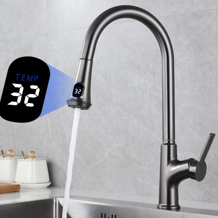 Contemporary Single Handle Kitchen Faucet Pull-down Desk-mounted Faucet Clearhalo 'Home Improvement' 'home_improvement' 'home_improvement_kitchen_faucets' 'Kitchen Faucets' 'Kitchen Remodel & Kitchen Fixtures' 'Kitchen Sinks & Faucet Components' 'kitchen_faucets' 1200x1200_bef8a11b-a31e-4ca8-937d-0e95591a0609