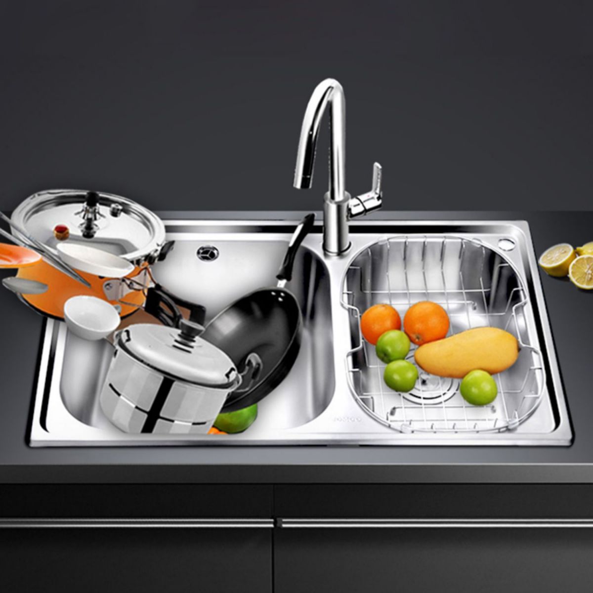 Rectangle 2 Holes Kitchen Sink Stainless Steel Double Basin Sink Clearhalo 'Home Improvement' 'home_improvement' 'home_improvement_kitchen_sinks' 'Kitchen Remodel & Kitchen Fixtures' 'Kitchen Sinks & Faucet Components' 'Kitchen Sinks' 'kitchen_sinks' 1200x1200_befd1d53-0d1b-4f97-b110-e665df225c9a