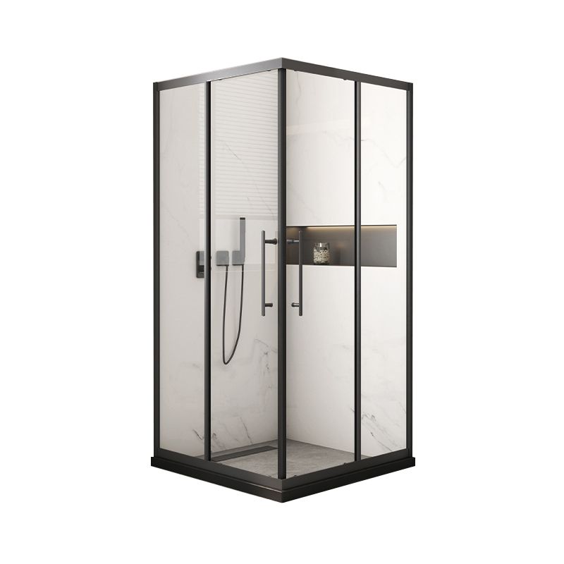 Black Framed Shower Doors Double Sliding Tempered Shower Bath Door Clearhalo 'Bathroom Remodel & Bathroom Fixtures' 'Home Improvement' 'home_improvement' 'home_improvement_shower_tub_doors' 'Shower and Tub Doors' 'shower_tub_doors' 'Showers & Bathtubs' 1200x1200_bf024ef9-5fe7-47fe-9625-36460dd405b3