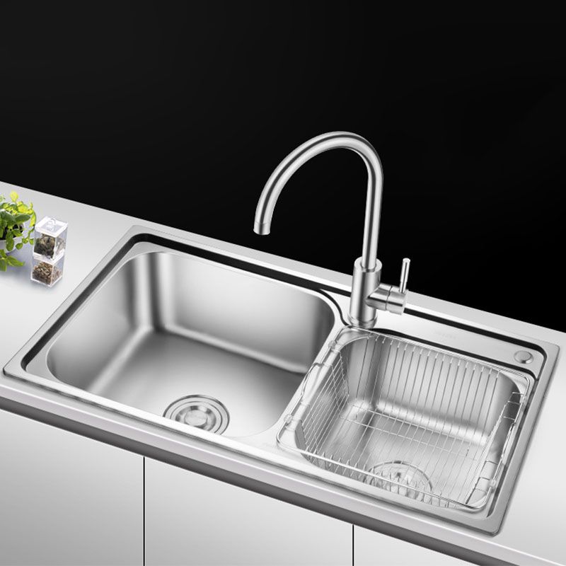 Double Basin Kitchen Sink Modern Stainless Steel Kitchen Sink with Drain Assembly Clearhalo 'Home Improvement' 'home_improvement' 'home_improvement_kitchen_sinks' 'Kitchen Remodel & Kitchen Fixtures' 'Kitchen Sinks & Faucet Components' 'Kitchen Sinks' 'kitchen_sinks' 1200x1200_bf0a7863-0ba2-4f27-91b2-5a7da8305227