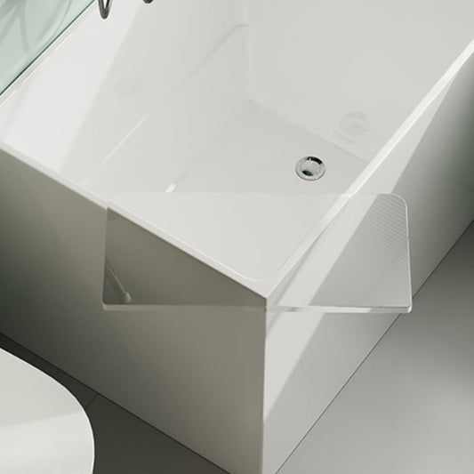 Modern Rectangle White Bathtub Acrylic Back to Wall with Drain Bath Tub Clearhalo 'Bathroom Remodel & Bathroom Fixtures' 'Bathtubs' 'Home Improvement' 'home_improvement' 'home_improvement_bathtubs' 'Showers & Bathtubs' 1200x1200_bf1b5492-012f-438e-9a65-7e7867586916