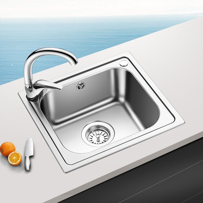 Single Bowl Kitchen Sink Stainless Steel Rectangle Sink with Drain Assembly Clearhalo 'Home Improvement' 'home_improvement' 'home_improvement_kitchen_sinks' 'Kitchen Remodel & Kitchen Fixtures' 'Kitchen Sinks & Faucet Components' 'Kitchen Sinks' 'kitchen_sinks' 1200x1200_bf1d7787-090d-4564-a120-3085992b07eb