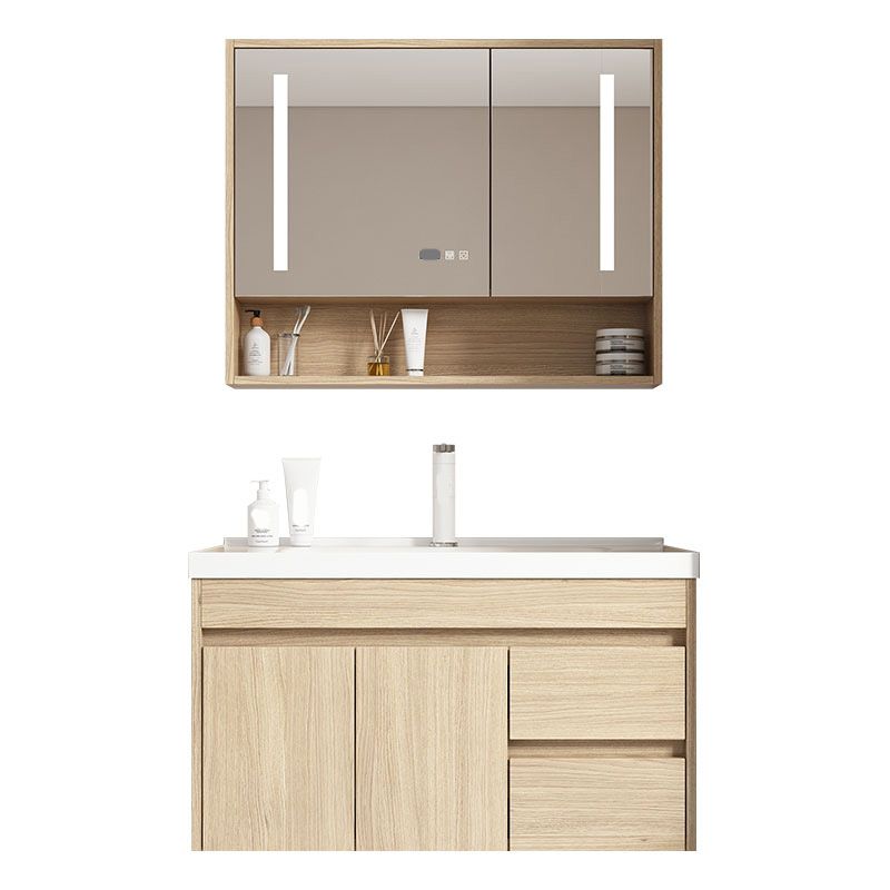 Contemporary Wood Sink Cabinet Mirror Cabinet Wall-Mounted Vanity Cabinet Clearhalo 'Bathroom Remodel & Bathroom Fixtures' 'Bathroom Vanities' 'bathroom_vanities' 'Home Improvement' 'home_improvement' 'home_improvement_bathroom_vanities' 1200x1200_bf31b58a-34c4-4476-87e3-cb1af670a188