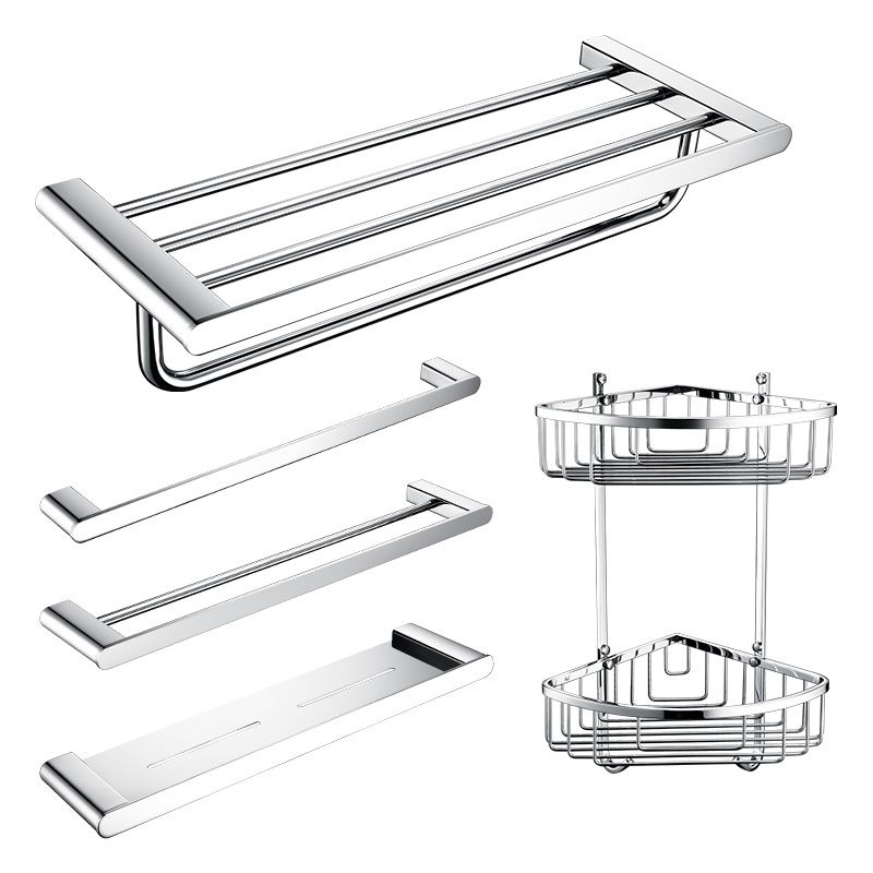 Contemporary Bathroom Accessories Hardware Set in Silver with Soap Dish Clearhalo 'Bathroom Hardware Sets' 'Bathroom Hardware' 'Bathroom Remodel & Bathroom Fixtures' 'bathroom_hardware_sets' 'Home Improvement' 'home_improvement' 'home_improvement_bathroom_hardware_sets' 1200x1200_bf41de24-c1a3-45b1-8c41-d2de41604738