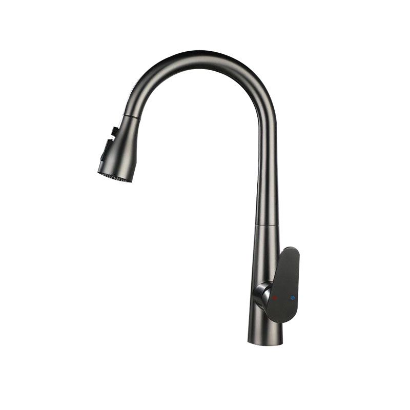 Contemporary Gooseneck Faucet One Handle Kitchen Faucet High Arch Water Filler Clearhalo 'Home Improvement' 'home_improvement' 'home_improvement_kitchen_faucets' 'Kitchen Faucets' 'Kitchen Remodel & Kitchen Fixtures' 'Kitchen Sinks & Faucet Components' 'kitchen_faucets' 1200x1200_bf424530-c058-40a9-a868-f7d19461b7b0