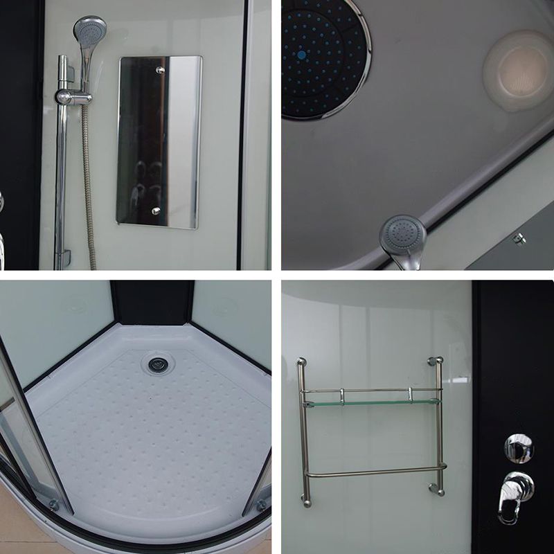 Framed Double Sliding Shower Kit Neo-Round Black Shower Stall Clearhalo 'Bathroom Remodel & Bathroom Fixtures' 'Home Improvement' 'home_improvement' 'home_improvement_shower_stalls_enclosures' 'Shower Stalls & Enclosures' 'shower_stalls_enclosures' 'Showers & Bathtubs' 1200x1200_bf935583-ea2d-4d44-9ccb-0e70cdc47090