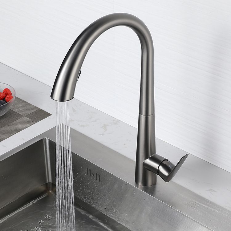 Contemporary Pull Down Kitchen Standard Faucet Single Handle Faucet with Pull Out Sprayer Clearhalo 'Home Improvement' 'home_improvement' 'home_improvement_kitchen_faucets' 'Kitchen Faucets' 'Kitchen Remodel & Kitchen Fixtures' 'Kitchen Sinks & Faucet Components' 'kitchen_faucets' 1200x1200_bfa0c909-074b-4506-b66d-834a43a8cfc3