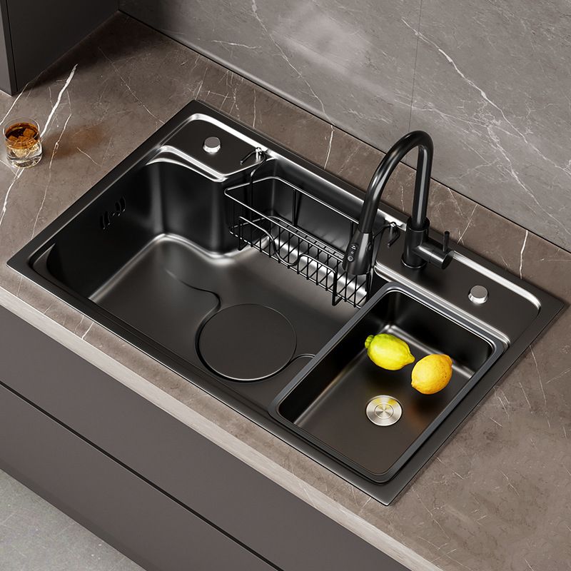 Classic Black Sink Stainless Steel Workstation Sink with Faucet Clearhalo 'Home Improvement' 'home_improvement' 'home_improvement_kitchen_sinks' 'Kitchen Remodel & Kitchen Fixtures' 'Kitchen Sinks & Faucet Components' 'Kitchen Sinks' 'kitchen_sinks' 1200x1200_bfaef0b1-76a6-4788-a483-c95465f145b5