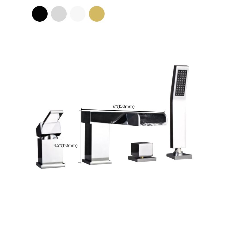 Deck Mounted Copper Roman Tub Faucet Low Arc Waterfall Roman Tub Faucet Set Clearhalo 'Bathroom Remodel & Bathroom Fixtures' 'Bathtub Faucets' 'bathtub_faucets' 'Home Improvement' 'home_improvement' 'home_improvement_bathtub_faucets' 1200x1200_bfb3bb9d-fcc2-4a8d-8924-cd057489a634