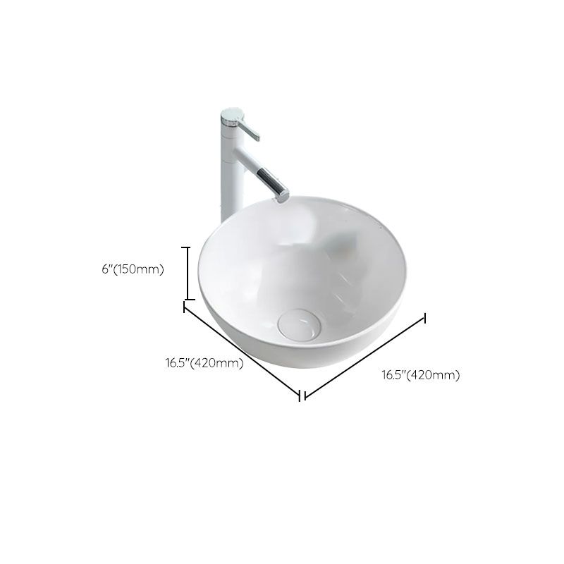 Bathroom Sink White Ceramic Faucet Single Handle Round Shape Sink Clearhalo 'Bathroom Remodel & Bathroom Fixtures' 'Bathroom Sinks & Faucet Components' 'Bathroom Sinks' 'bathroom_sink' 'Home Improvement' 'home_improvement' 'home_improvement_bathroom_sink' 1200x1200_bfd02f34-538f-4108-9bcf-0bee046633da