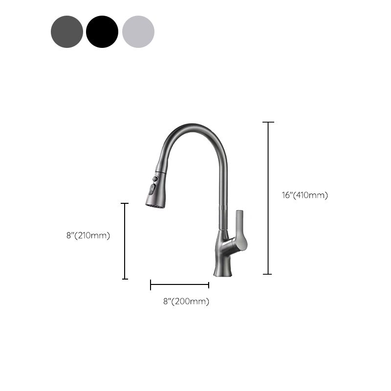Modern Kitchen Faucet Pull down Sprayer Bar Faucet with Handle and Supply Line Clearhalo 'Home Improvement' 'home_improvement' 'home_improvement_kitchen_faucets' 'Kitchen Faucets' 'Kitchen Remodel & Kitchen Fixtures' 'Kitchen Sinks & Faucet Components' 'kitchen_faucets' 1200x1200_bfe09848-4e04-441f-9e34-5c6ca73ba9f3