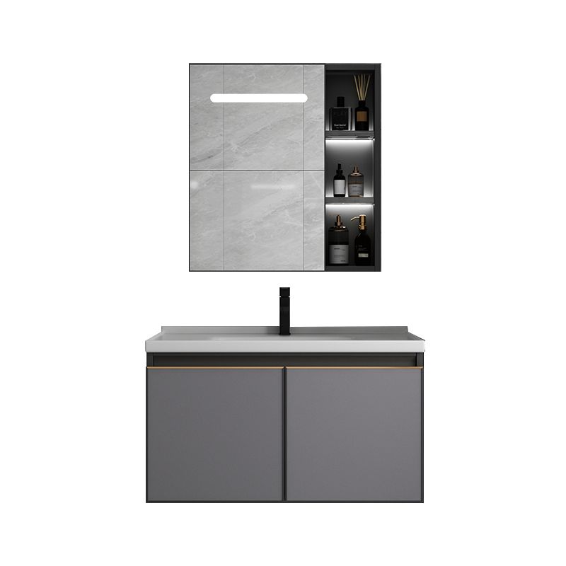 Metal Base Modern Bathroom Vanity Wall Mount Single-Sink Rectangular Vanity Set Clearhalo 'Bathroom Remodel & Bathroom Fixtures' 'Bathroom Vanities' 'bathroom_vanities' 'Home Improvement' 'home_improvement' 'home_improvement_bathroom_vanities' 1200x1200_bfee6134-4215-4935-9903-d6db5ecefc61