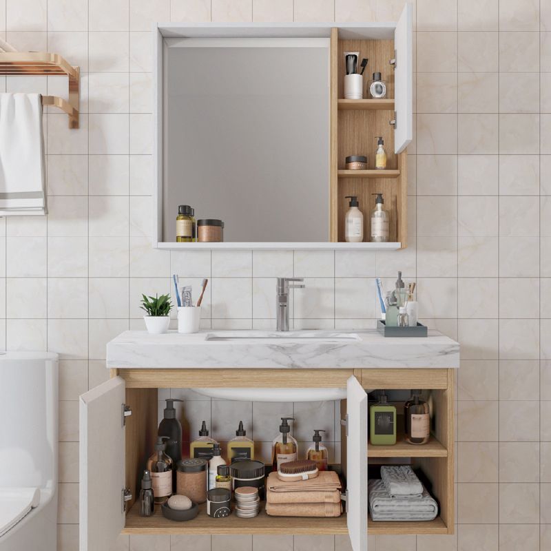 Contemporary Sink Cabinet Mirror Cabinet Bathroom Space Saver Vanity Clearhalo 'Bathroom Remodel & Bathroom Fixtures' 'Bathroom Vanities' 'bathroom_vanities' 'Home Improvement' 'home_improvement' 'home_improvement_bathroom_vanities' 1200x1200_bff8b9eb-11b6-4d09-b665-b4ada8d99e02