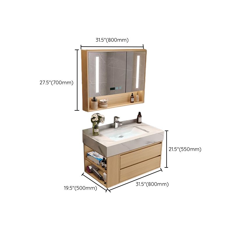 Gorgeous Sink Vanity Wood Wall-Mounted Mirror Cabinet Vanity Cabinet with Storage Shelving Clearhalo 'Bathroom Remodel & Bathroom Fixtures' 'Bathroom Vanities' 'bathroom_vanities' 'Home Improvement' 'home_improvement' 'home_improvement_bathroom_vanities' 1200x1200_bffa7adc-0757-475b-826b-a22100a01ccf