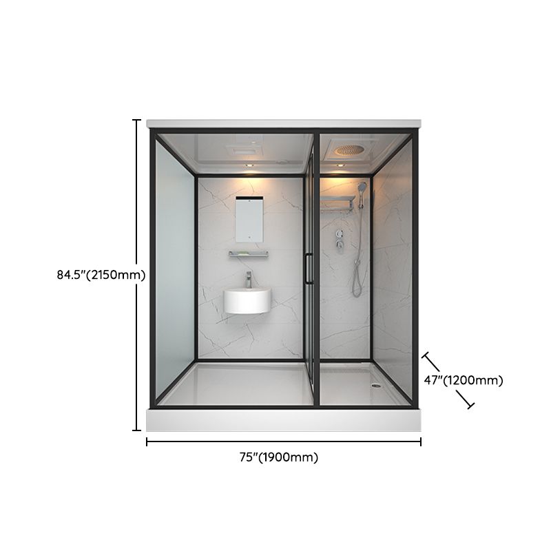 Framed Tempered Glass Shower Stall with Back Wall Panel and Shower Base Clearhalo 'Bathroom Remodel & Bathroom Fixtures' 'Home Improvement' 'home_improvement' 'home_improvement_shower_stalls_enclosures' 'Shower Stalls & Enclosures' 'shower_stalls_enclosures' 'Showers & Bathtubs' 1200x1200_c00119de-7909-4faf-b379-d6bfe86cded6