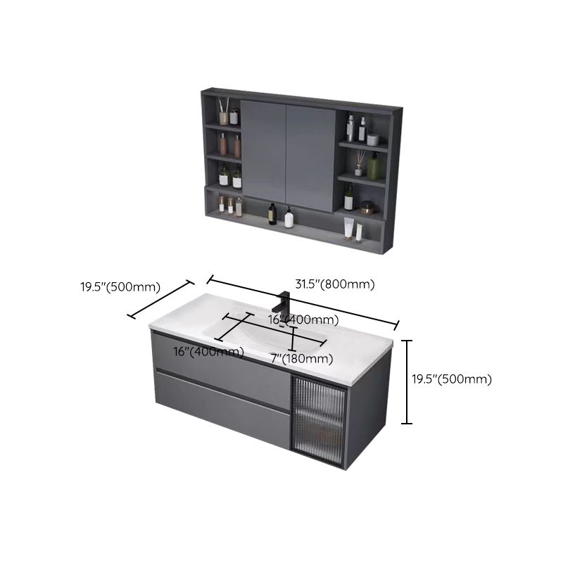 Contemporary Sink Cabinet Metal Gray Wall-Mounted Bathroom Vanity Set Clearhalo 'Bathroom Remodel & Bathroom Fixtures' 'Bathroom Vanities' 'bathroom_vanities' 'Home Improvement' 'home_improvement' 'home_improvement_bathroom_vanities' 1200x1200_c0070df0-1cb5-4c17-9b0b-82c2b316d28e