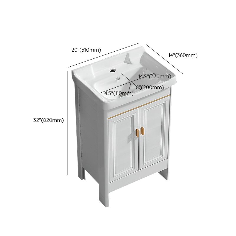 Metal Frame Vanity White 2 Doors Rectangular Single Sink Freestanding Bathroom Vanity Clearhalo 'Bathroom Remodel & Bathroom Fixtures' 'Bathroom Vanities' 'bathroom_vanities' 'Home Improvement' 'home_improvement' 'home_improvement_bathroom_vanities' 1200x1200_c01f6cf6-65f0-44ea-b312-29c8f107c34a
