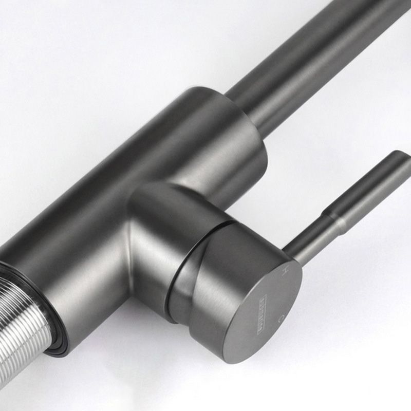 Modern Spray Kitchen Faucet Stainless Steel Swivel Spout Bridge Faucet Clearhalo 'Home Improvement' 'home_improvement' 'home_improvement_kitchen_faucets' 'Kitchen Faucets' 'Kitchen Remodel & Kitchen Fixtures' 'Kitchen Sinks & Faucet Components' 'kitchen_faucets' 1200x1200_c02fc2ea-541f-4ba0-95f6-a8337c35e90b