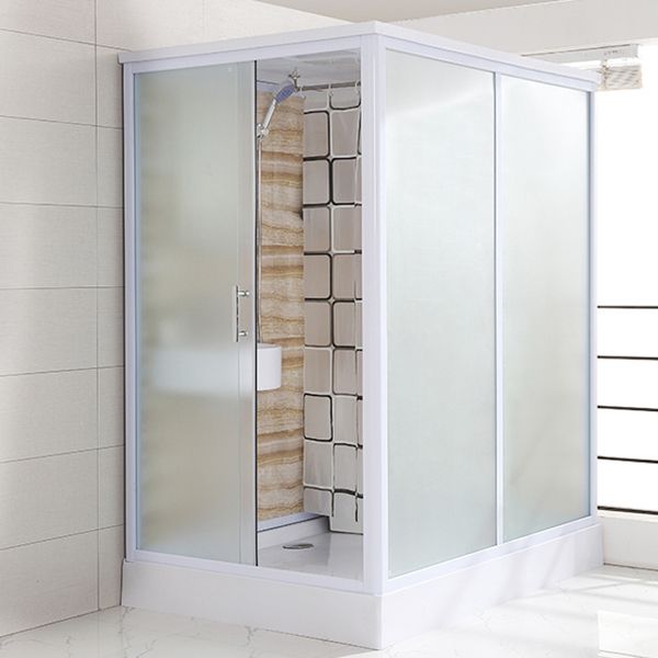 Rectangle Tempered Glass Shower Enclosure White Framed Shower Stall Clearhalo 'Bathroom Remodel & Bathroom Fixtures' 'Home Improvement' 'home_improvement' 'home_improvement_shower_stalls_enclosures' 'Shower Stalls & Enclosures' 'shower_stalls_enclosures' 'Showers & Bathtubs' 1200x1200_c03cdcb1-4039-4b85-9512-15397325e882