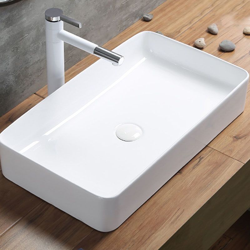 Modern Bathroom Sink Rectangular Porcelain Trough Sink with Pop-Up Drain Clearhalo 'Bathroom Remodel & Bathroom Fixtures' 'Bathroom Sinks & Faucet Components' 'Bathroom Sinks' 'bathroom_sink' 'Home Improvement' 'home_improvement' 'home_improvement_bathroom_sink' 1200x1200_c046abee-6685-45b5-8a9b-fcd323fbafa6
