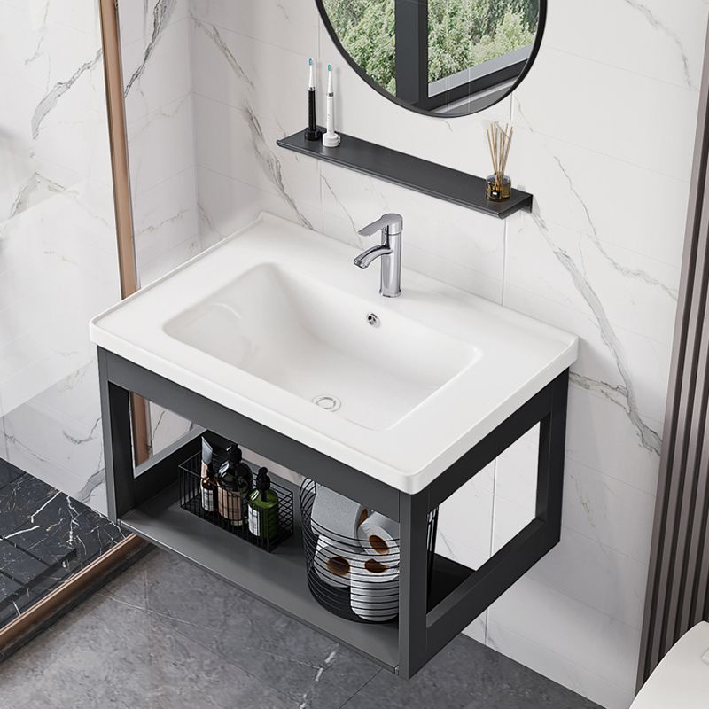 Bathroom Sink Vanity Rectangular Sink Storage Shelf Sink Vanity Clearhalo 'Bathroom Remodel & Bathroom Fixtures' 'Bathroom Vanities' 'bathroom_vanities' 'Home Improvement' 'home_improvement' 'home_improvement_bathroom_vanities' 1200x1200_c0738757-82a4-4dd5-8432-9da135d6ae21